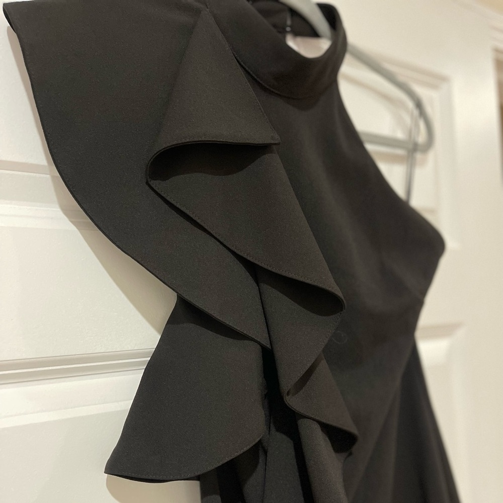 Gianni Bini Black Side Ruffle High Neck Midi Cocktail Classy Dress - NWT! - Picture 7 of 10